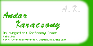 andor karacsony business card